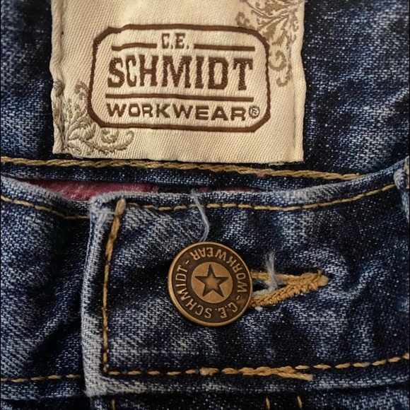 C.E. Schmidt Cutoff Raw Hem Denim Jean Shorts Plaid Lining - Picture 5 of 6